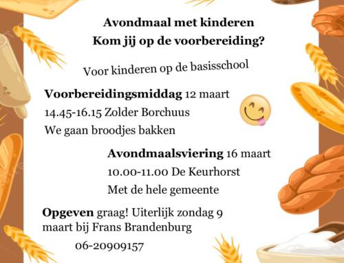 Zondag 16 maart avondmaal met kinderen